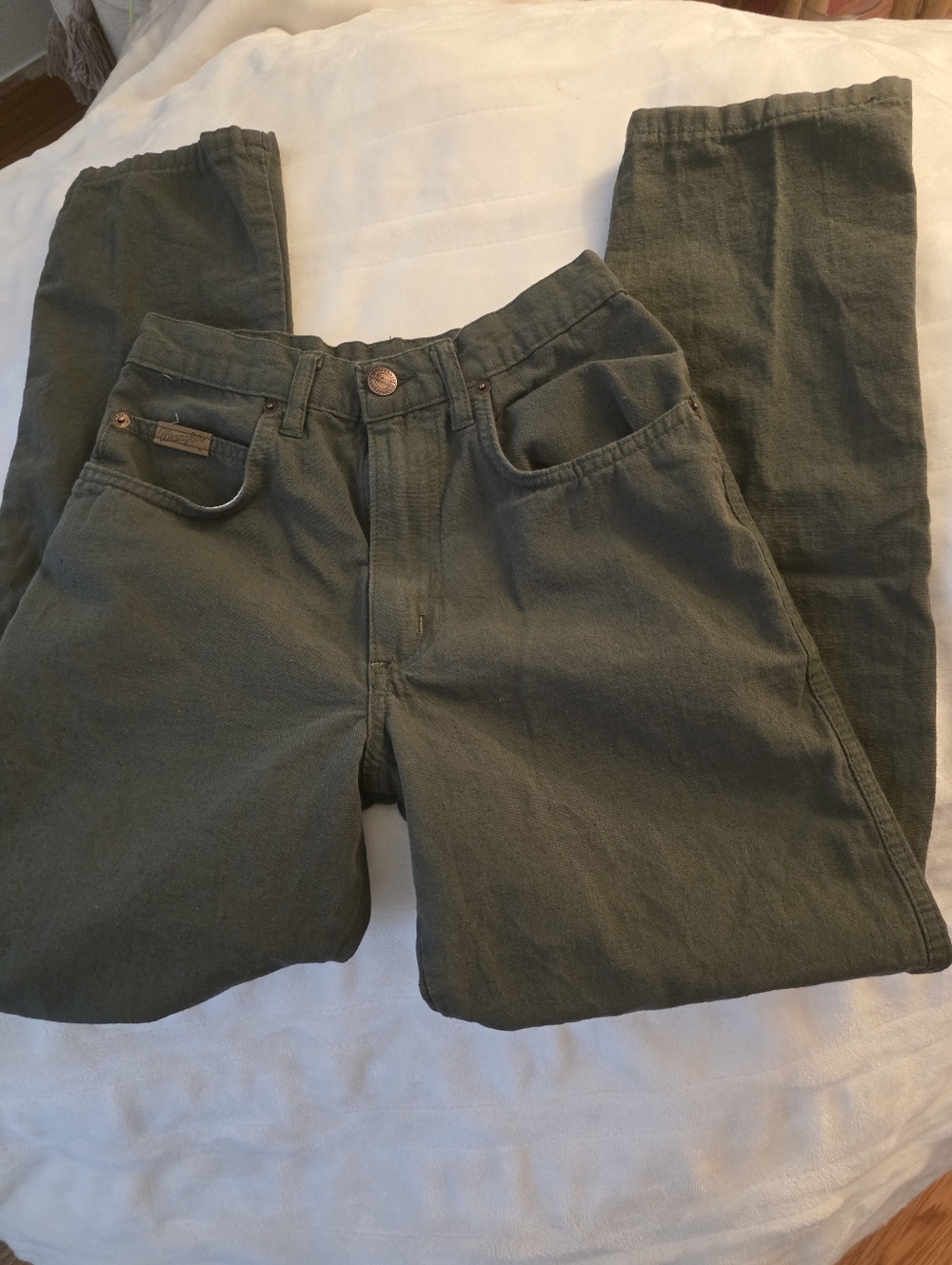 Olive Green Casual Straight-Leg Pants